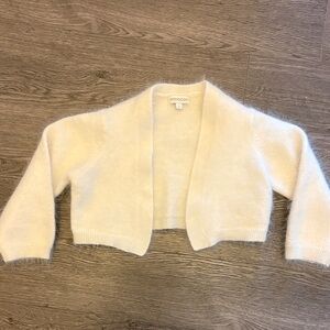 Monsoon Angora Ivory Fuzzy Shrug